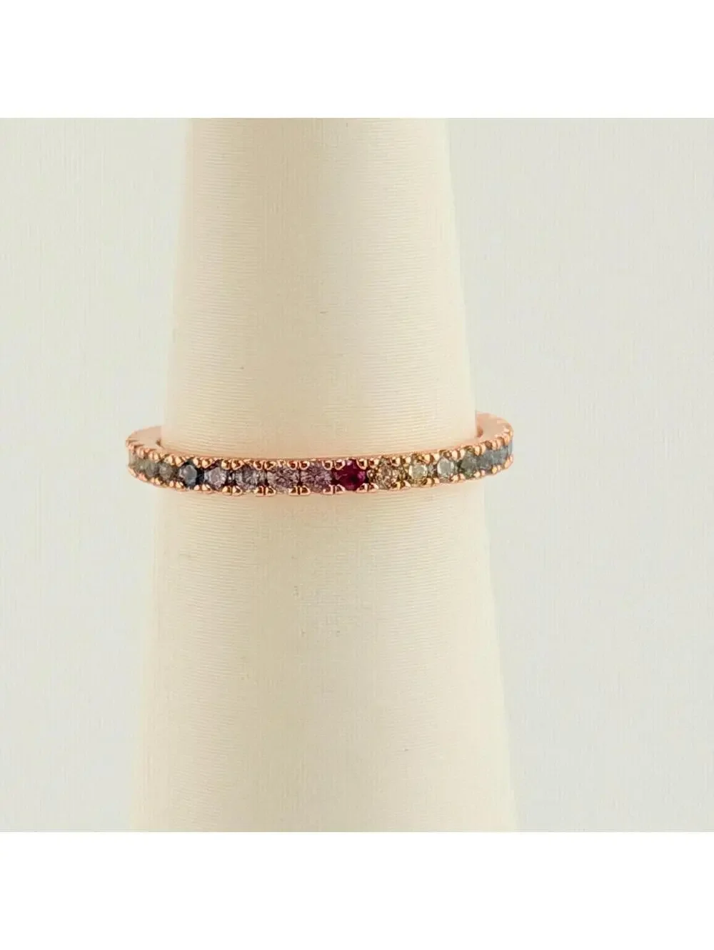 Bomb Party Dainty MHA Mental Health  Sz 6 (6.5 on Sizer) Rainbow Rose Gold